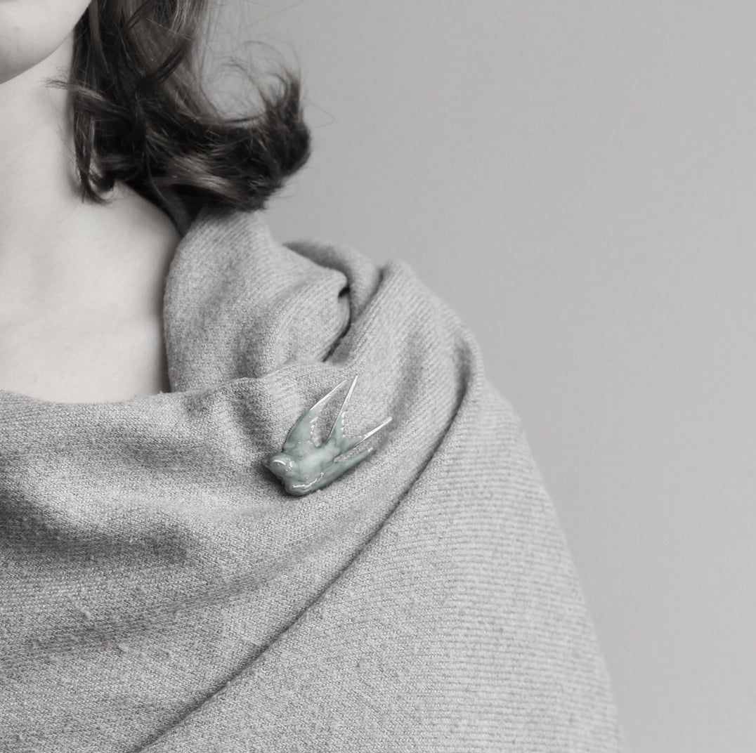 Blue Bird Swallow Brooch Pin - Buffalo