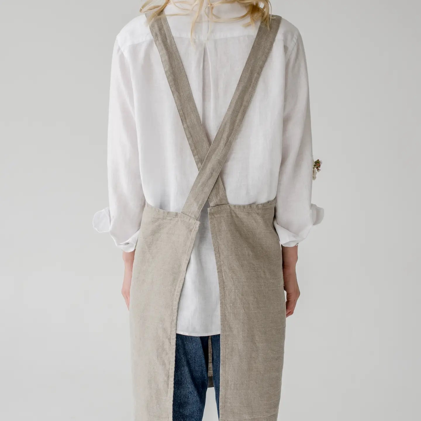 Crossback Linen Apron - Natural Linen - Buffalo