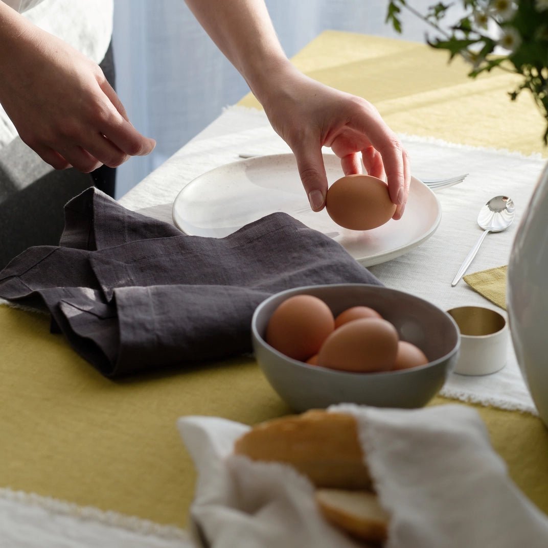 Dark Grey Linen Napkins - Set of Two - Buffalo