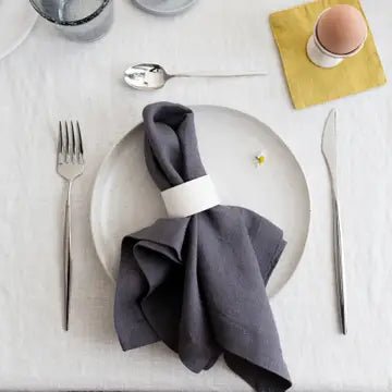 Dark Grey Linen Napkins - Set of Two - Buffalo