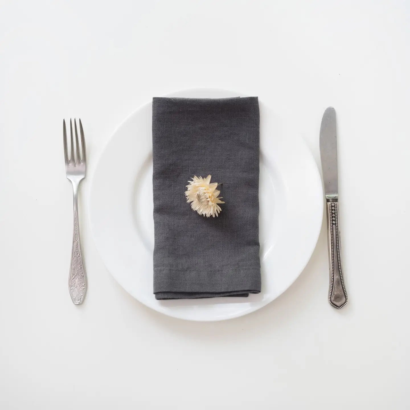 Dark Grey Linen Napkins - Set of Two - Buffalo
