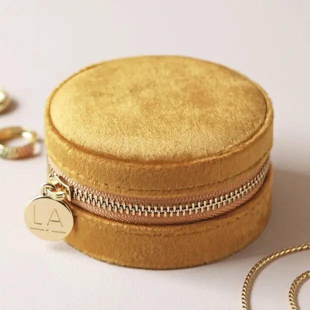 Mustard Velvet Travel Jewellery Case - Buffalo