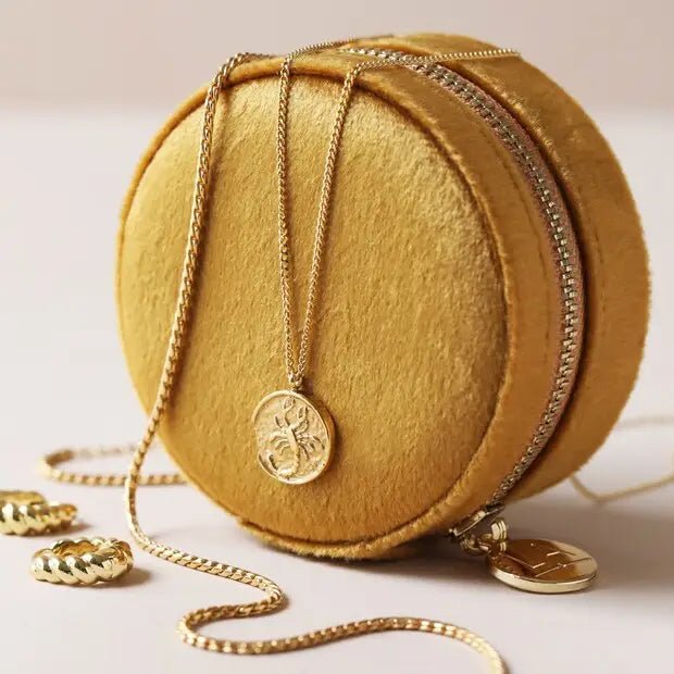 Mustard Velvet Travel Jewellery Case - Buffalo