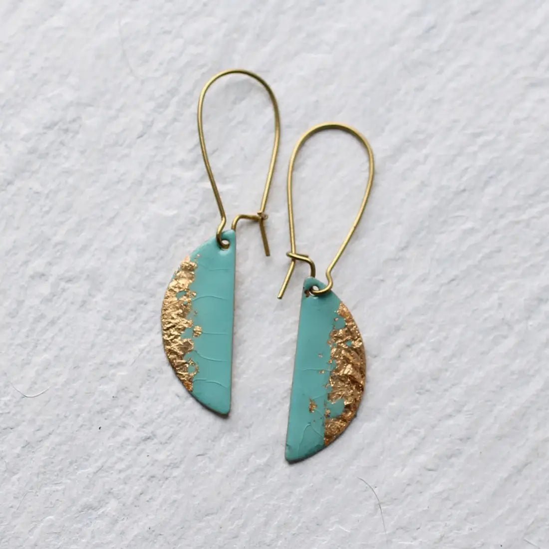 Seafoam Turquoise Enamel Earrings - Buffalo