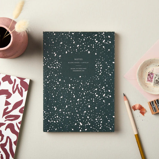 A5 Layflat Notebook - Green & Pale Pink Terrazzo - Buffalo