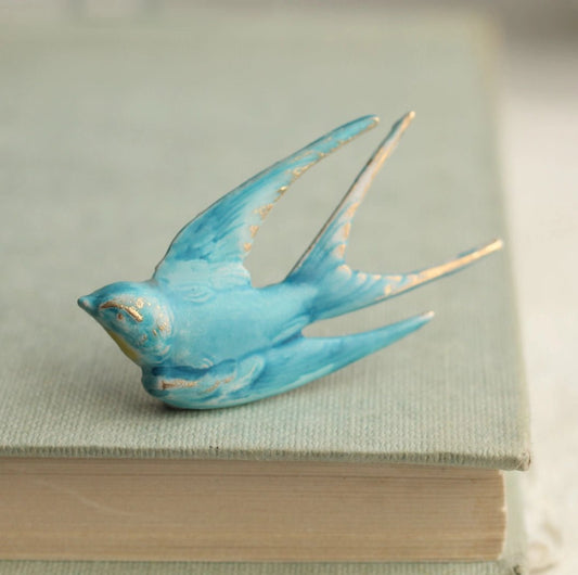 Blue Bird Swallow Brooch Pin - Buffalo