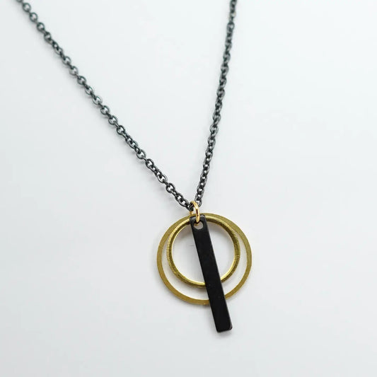 Double Circle Pendant Necklace - Buffalo