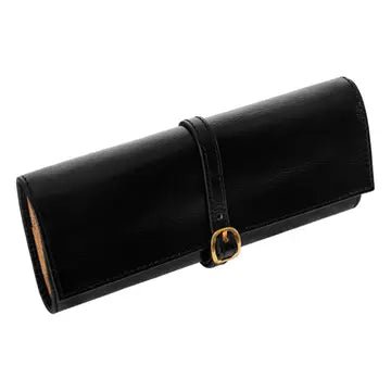 Leather Jewellery Roll - Black - Buffalo