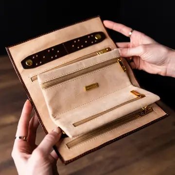 Leather Jewellery Roll - Brown - Buffalo