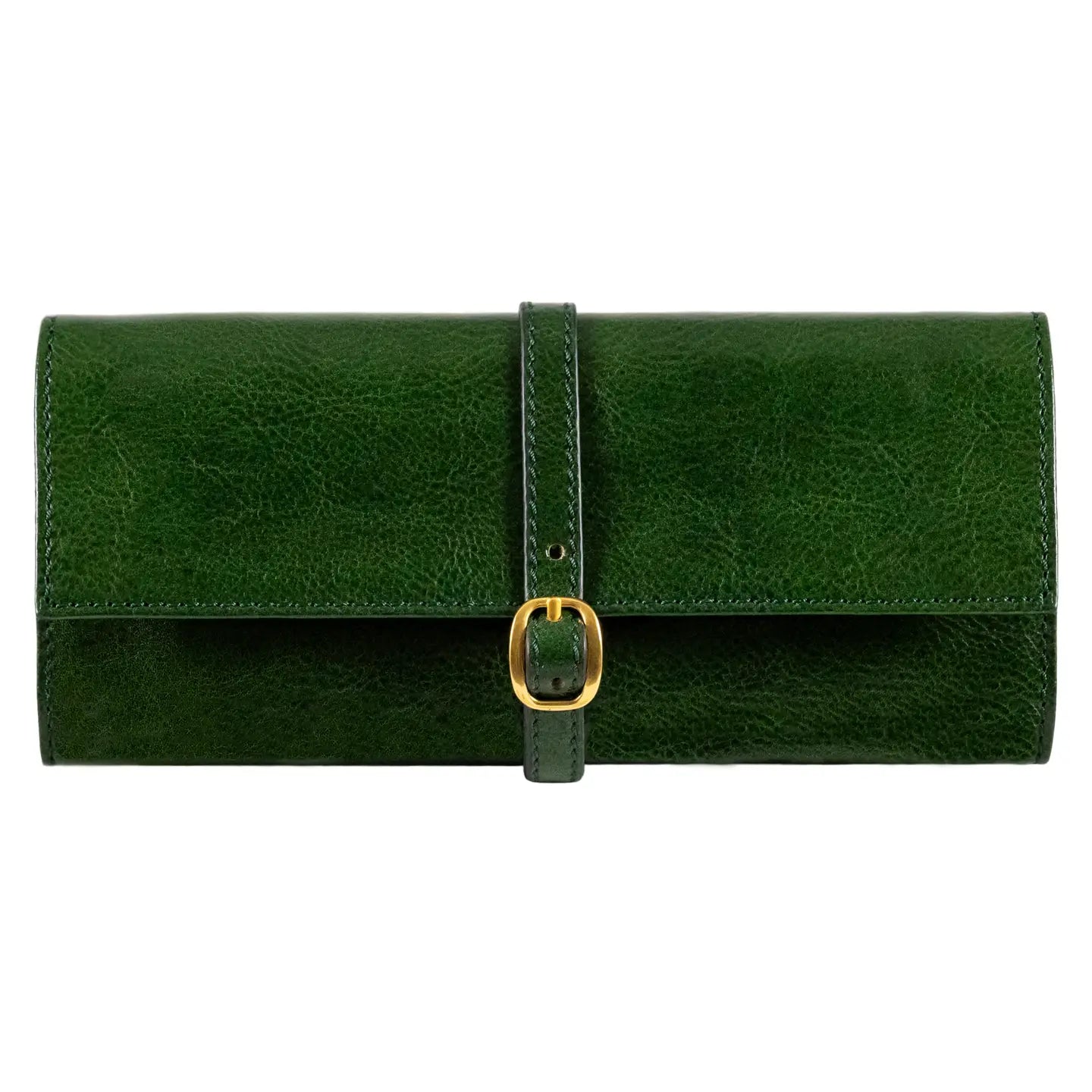 Leather Jewellery Roll - Green - Buffalo