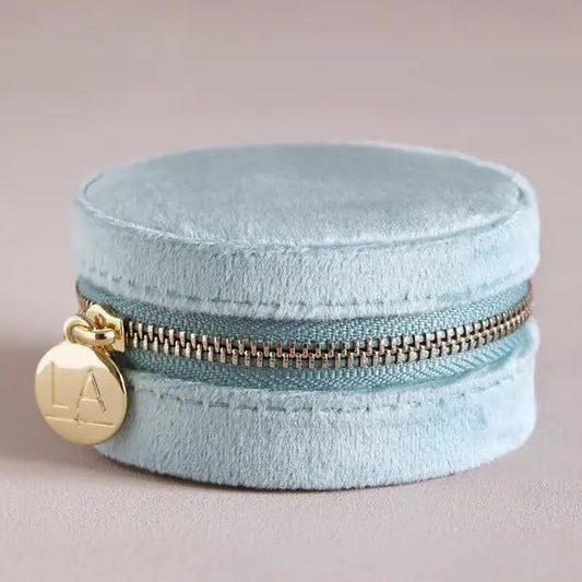 Pale Aqua Velvet Travel Jewellery Case - Buffalo