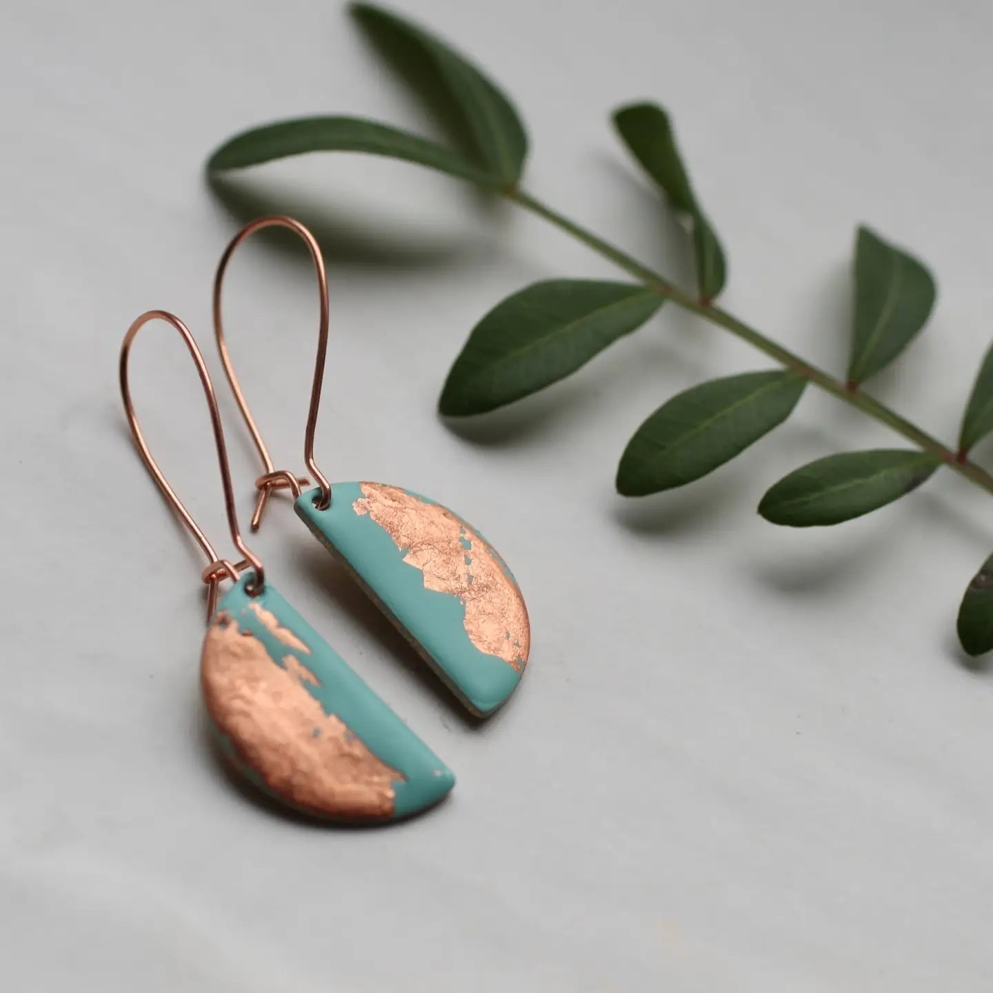 Seafoam Turquoise & Copper Earrings - Buffalo