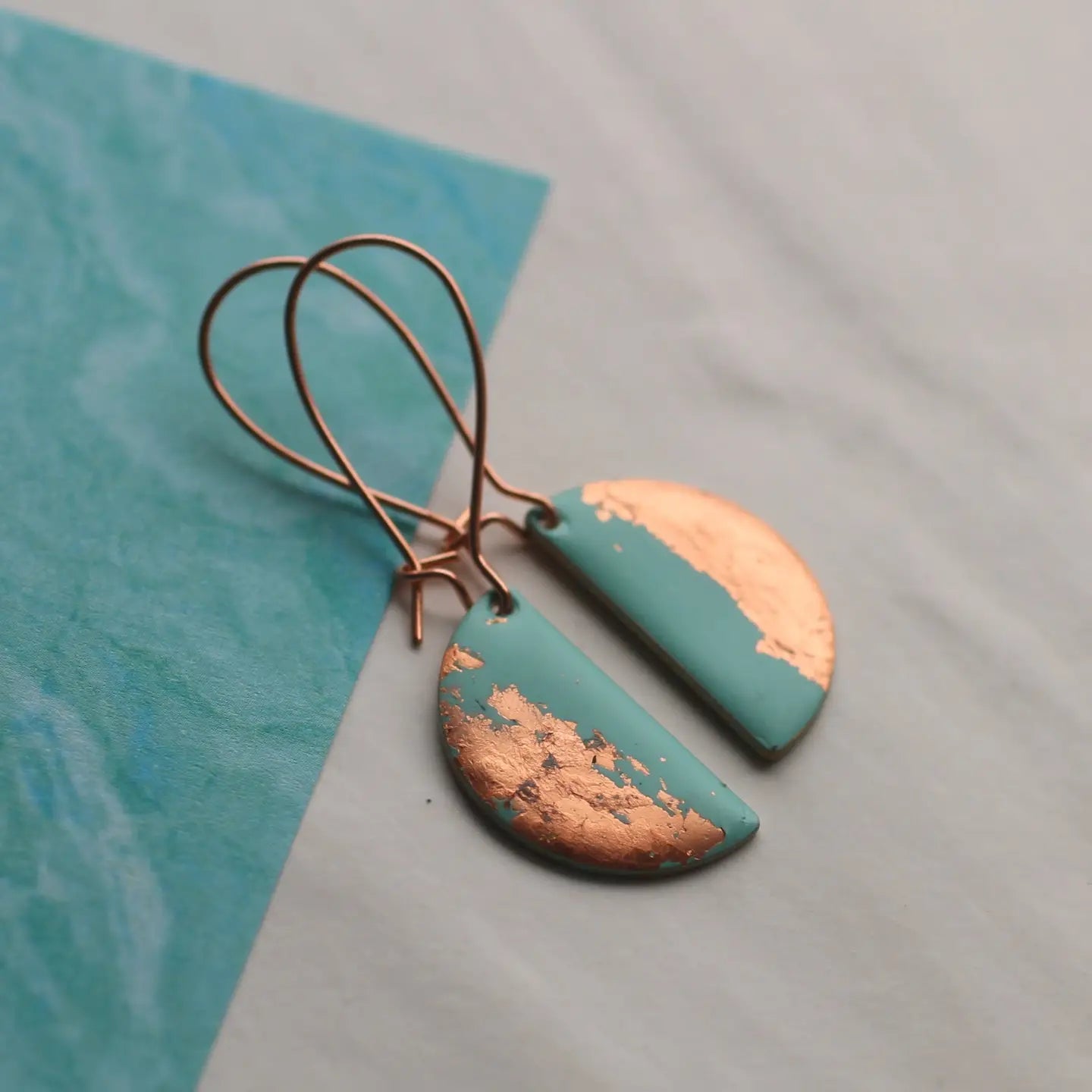 Seafoam Turquoise & Copper Earrings - Buffalo