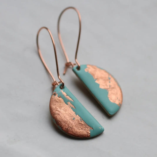 Seafoam Turquoise & Copper Earrings - Buffalo