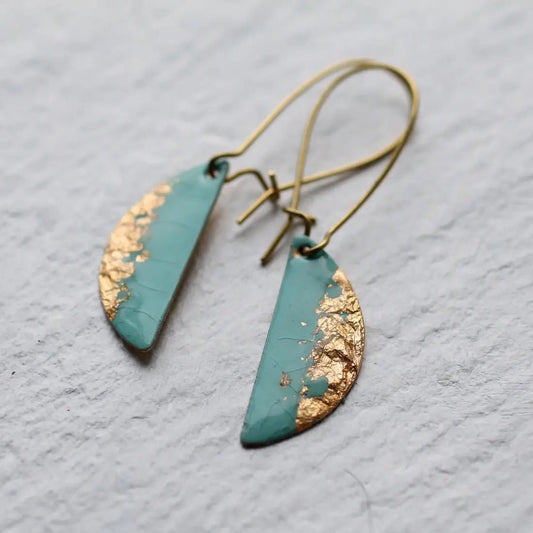 Seafoam Turquoise Enamel Earrings - Buffalo