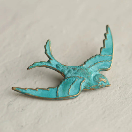 Small Verdigris Swallow Brooch - Buffalo