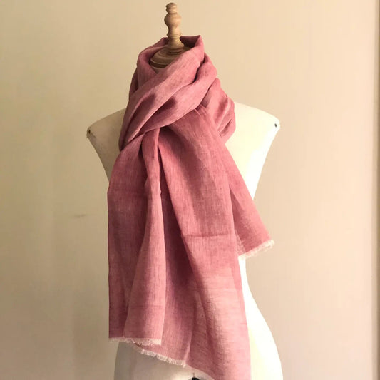 Soft Red Linen Scarf - Buffalo