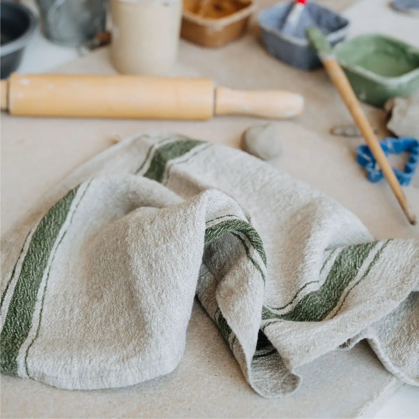 Vintage Stripe Linen Tea Towel - Buffalo